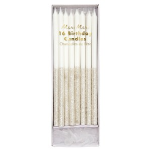 Meri Meri Silver Glitter Dipped Candles (Pack of 16) - 1 of 2