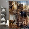 Paaaawaters 1pcs Bear & Deer Forest Splendor Bathroom Decor Set - Waterproof Shower Curtain with 12 Hooks - 2 of 4