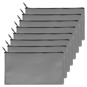Unique Bargains PU Leather Zippered Water Resistant Bank Deposit Bag Security Money Pouch 11"x 6" 8 Pcs - 1 of 4