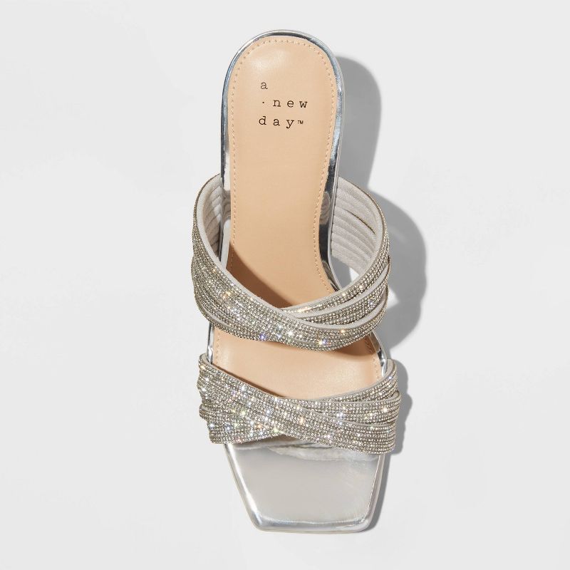 Women's Tammy Rhinestone Heels - A New Day™ Silver, 4 of 6