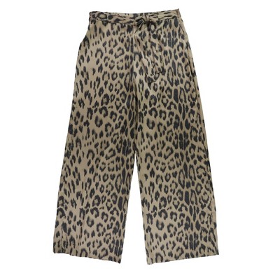 bar III Womens Leopard Print Casual Wide Leg Pants