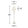 360 Lighting Vintage Chic Floor Lamp 60" Tall French Country Antique White Washed Cream Bell Shade for Living Room Reading Bedroom Office - 4 of 4