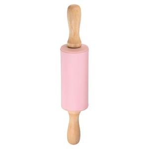 Unique Bargains Silicone Smooth Wooden Handle Non-Stick Kitchen Rolling Pin - 1 of 4