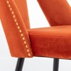Gulches Collection 2-Pcs Dining Chairs, Orange Velvet Upholstery, Nailhead Trim, Gold-Tipped Black Metal Legs, Modern Contemporary Style - 3 of 4