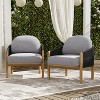 Christopher Knight Home Tatum Outdoor Acacia Wood Club Chair with Woven Rope Backrest and Cushions (Set of 2) - 2 of 4