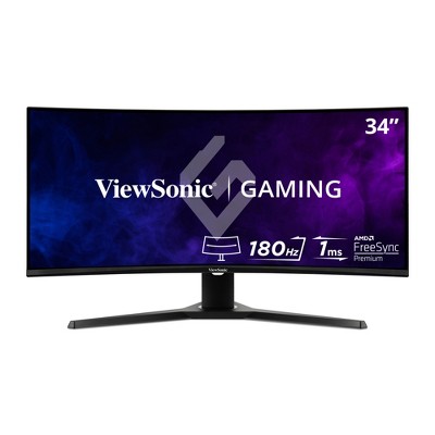 ViewSonic VX3418-2KPC 34 Inch Ultrawide Curved 1440p 1ms 180Hz Gaming Monitor with AMD FreeSync Premium, Eye Care, HDMI and Display Port