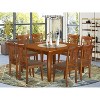 Dining Room Set 9 Piece Table with 8 Chairs - Linen Upholstered, Saddle Brown, 54x54 Inch - 2 of 4