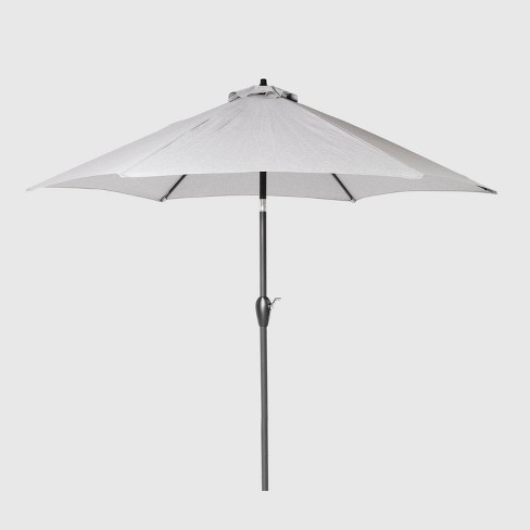 9 Round Patio Umbrella Duraseason Fabric Gray Black Pole Threshold Target