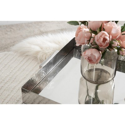 Samana Silver Hammered Stainless Steel Rectangular Tray