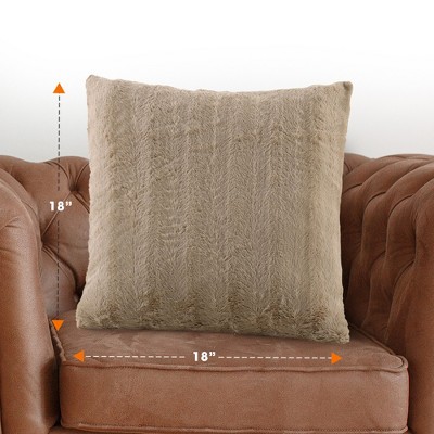 Sand Faux Fur Decorative Throw Pillow Cover 18x18