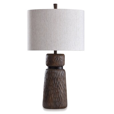 Casual Table Lamp Dark Brown - StyleCraft: Polyresin Body, Beige Shade, 3-Way Switch, UL Listed