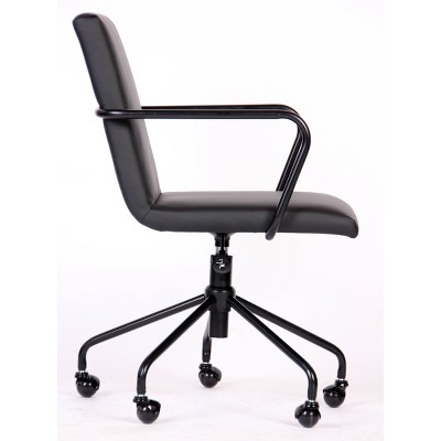 Logan Black Faux Leather Swivel Desk Chair with Metal Base