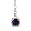 Haus of Brilliance Silver 6x6MM Cushion Shaped Purple Amethyst and Diamond Accented Pendant - 3 of 4