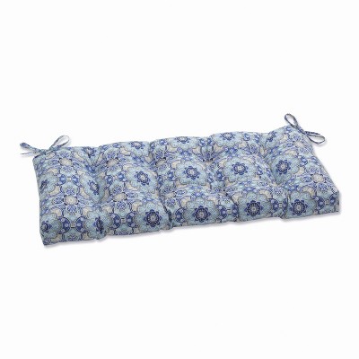 Keyzu Medallion Outdoor Bench Cushion Blue - Pillow Perfect