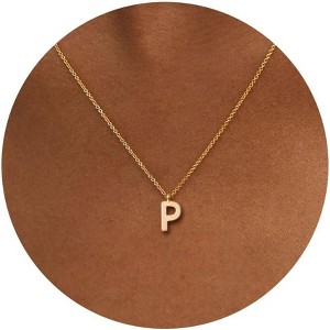 Initial Necklace for Women, 14K Gold Plated Dainty Personalized Letter Pendant - 1 of 4