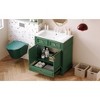 Okak 30" Retro Style Solid Wood Frame Bathroom Vanity with Sink Freestanding Resin Sink Vanities with Cabinet and 2 Soft Closing Doors, Green - 2 of 4