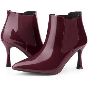 Allegra K Women's Pointed Toe Stiletto Heels Chelsea Ankle Booties - 1 of 4