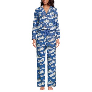 Lands' End Women's Flannel 2 Piece Pajama Set - Long Sleeve Shirt and Pants - 1 of 3