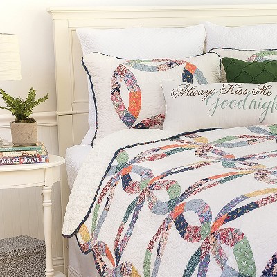 Heritage Patchwork Cotton Twin Quilt Set in White