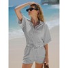 EXLURA Womens Summer 2 Piece Sets Casual Short Sleeve Striped Shirts Shorts Matching Sets Vacation Cruise Beach Outfits 2025 - 4 of 4
