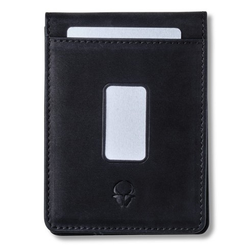 Black Leather Slender Bifold Wallet