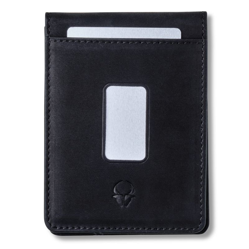 DONBOLSO Slim Leather Bifold Wallet Leather Minimalist Wallet for Men, Vintage Black, 1 of 5