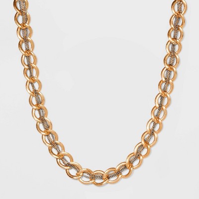 Chunky and Delicate Woven Chain Necklace - Universal Thread™ Gold