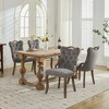 Velvet Tufted Dining Chairs Set of 2, Wingback Dining Chair with Solid Wood Handles & Curved Legs - ModernLuxe - 3 of 4