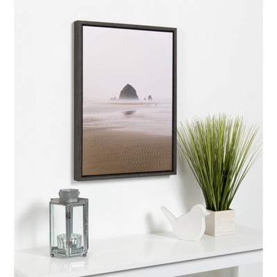 Oregon Coast Framed Canvas Print in Dark Gray Frame