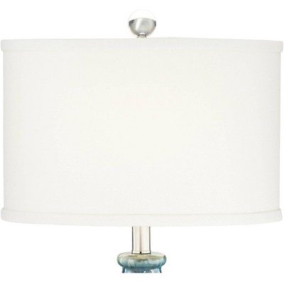 Mia 25" Blue Drip Ceramic Table Lamp with Off-White Shade