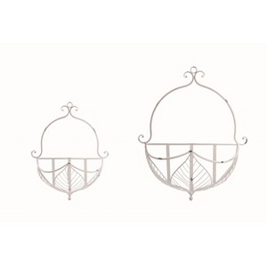 Transpac Metal 20 in. Silver Spring Leaf Hanging Container Set of 2 - 1 of 4