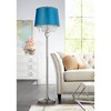 360 Lighting Modern Floor Lamp 62.5" Tall Satin Steel Chrome Crystal Strands Turquoise Satin Drum Shade for Living Room Reading Bedroom - 2 of 3