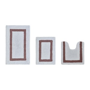 Hotel 3 PC Bath Rug 100% Premium Cotton Tufted Weave Two Tone Reversible Bathroom Rug, Super Soft Absorbent, Machine Washable Bath Mat - 1 of 4