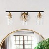Dewdrop 3-Light Bathroom Vanity Light Black and Gold Wall Sconce with Clear Hammered Glass Shades for Bathroom - 2 of 4