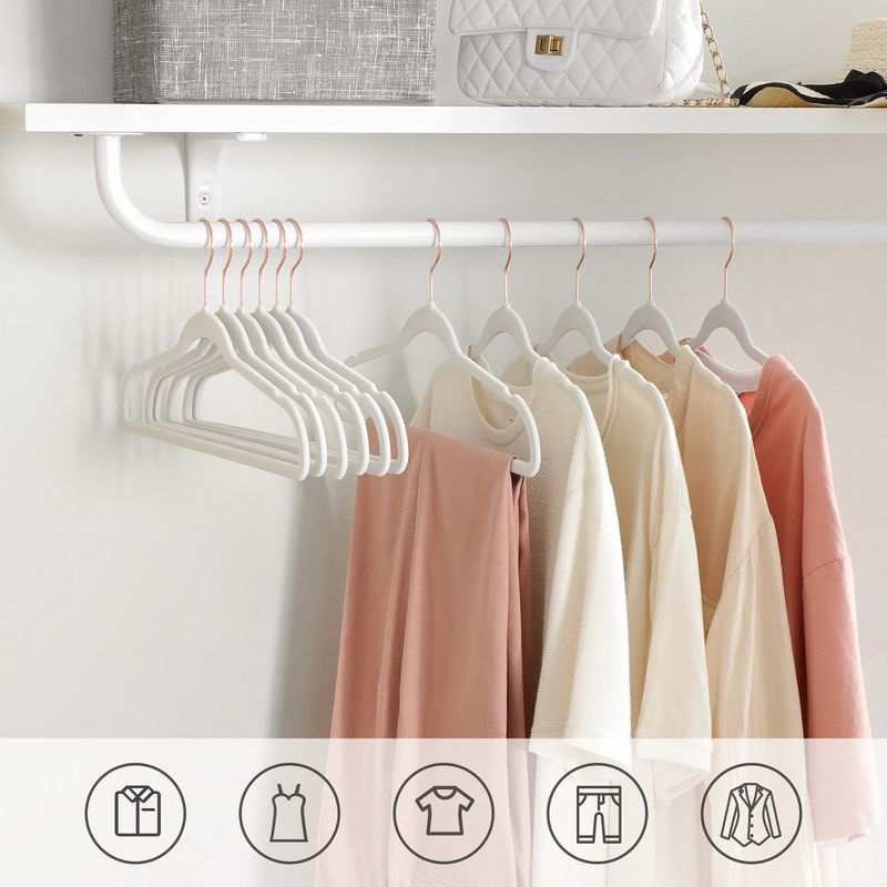 SONGMICS Velvet Hangers Non-Slip Hangers with Rose Gold-Colored Swivel Hooks Slim Space-Saving Hangers, 2 of 8