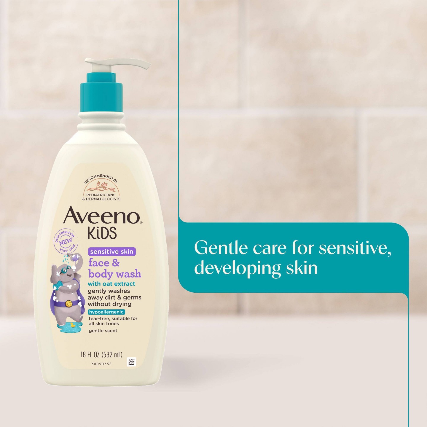 Детское средство для умывания лица и тела Aveeno Kids с овсом, 18 fl oz — фото 6