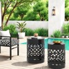 NAYSAYE Outdoor Patio End Table Set of 2, Metal Side Table with Carved Trellis for Home Lawn Garden Patio, Black, 13.75"*13.75"*18" - 4 of 4