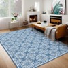 Modern Washable Area Rug for Living Room, Floral Area Rug with Non Slip Backing, Foldable Indoor Low Pile Carpet for Home - 2 of 4