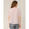 Allegra K Women's Floral Pleated Collar Puff Sleeves Button Down Shirt - 4 of 4
