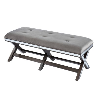 Memgor 47.5" Upholstered Bench Light Brown/Gray - Aiden Lane