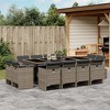 vidaXL Patio Dining Set 13 Piece Gray Poly Rattan - with Cushions, Foldable Chairs & Tempered Glass Table, Outdoor/Garden/Backyard/Patio Furniture - 2 of 4