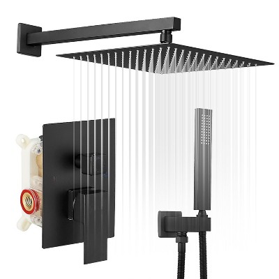 2-Handle 2-Spray 12 in. Square High Pressure Shower Faucet in Polished Chrome (Valve Included)