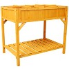 Okak Elevated Wood Planter Box with Wheels/Storage Shelf 8 Pockets for Vegetables Flowers, Garden Bed for Indoor Outdoor Plants, 36" x 24" x 34" - 2 of 4