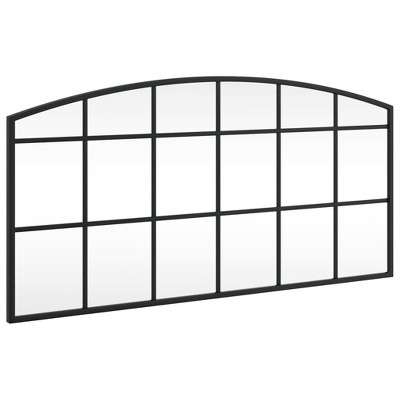 vidaXL Iron Arch Wall Mirror, 31.5"x15.7", Wall-Mounted, Clean Image, Black Frame, Ideal for Bedroom, Hallway, Living Room, Bathroom