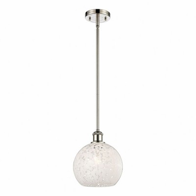 White Mouchette - 1 Light Stem Hung Mini Pendant In Modern Style-10 Inches Tall and 8 Inches Wide