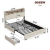LED Platform Bed Frame with Storage Headboard, 4 Storage Drawers & Charging Station, Metal Support Base - 2 of 4