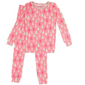 RuffleButts SoftSnooze Big Girls Ruffle Long Sleeve Pajama Set - 1 of 4