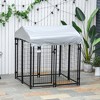 Pawhut Large Outdoor Dog Kennel Steel Fence with UV-Resistant Oxford Cloth Roof & Secure Lock - 2 of 4