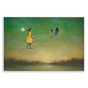 Stupell Industries Girl Following Bird Yellow Dress Vivid Green Landscape Wall Plaque Art - 1 of 4
