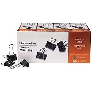 MyOfficeInnovations Medium Binder Clips Bulk PK Blk 1 1/4" Size with 5/8" Capacity 144/PK 395200 - 1 of 4